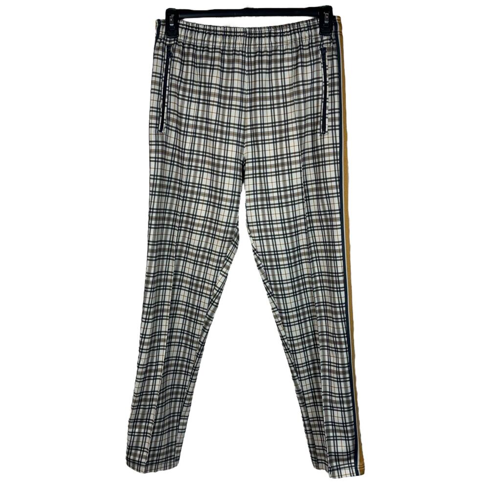 Urban Outfitters Medium Pants Plaid Pull-On Stretch Zip Pockets Hi-Rise Creased